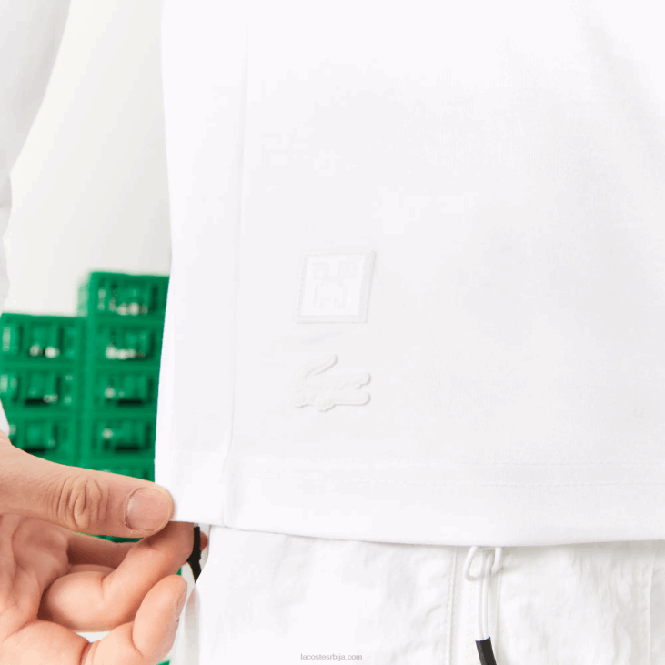 мушкарци лацосте к минецрафт мајица од органског памука 8688939 бела 001