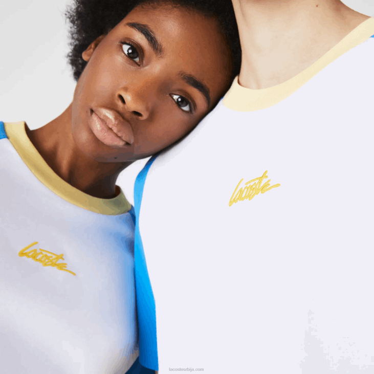 мушкарци жива памучна мајица 8688941 бело плаво жуто д1к Lacoste