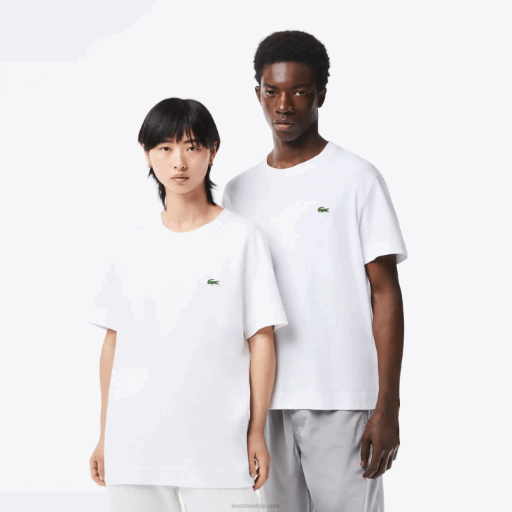 мушкарци мајица од органског памука са округлим изрезом 868895 бела 001 Lacoste