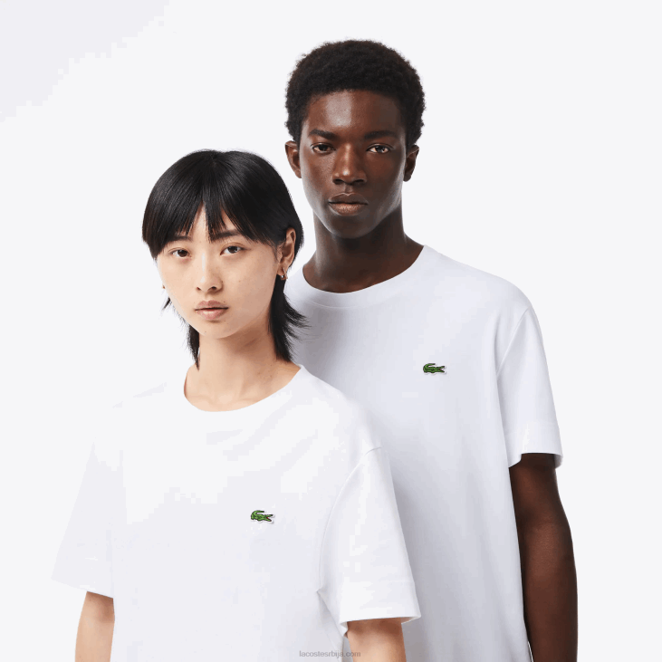 мушкарци мајица од органског памука са округлим изрезом 868895 бела 001 Lacoste