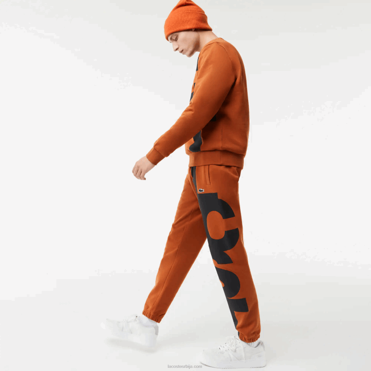 мушкарци памучне панталоне са контрастним словима 86881037 браон 3пб Lacoste