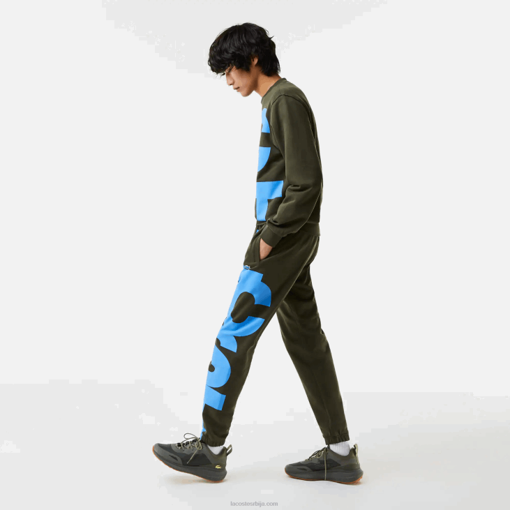 мушкарци памучне панталоне са контрастним словима 86881038 каки зелена с7т Lacoste