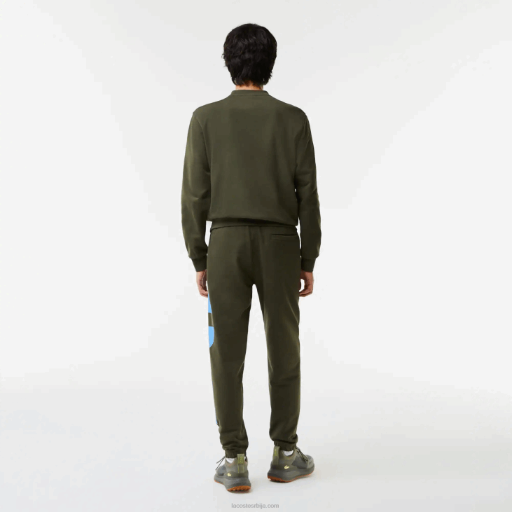 мушкарци памучне панталоне са контрастним словима 86881038 каки зелена с7т Lacoste