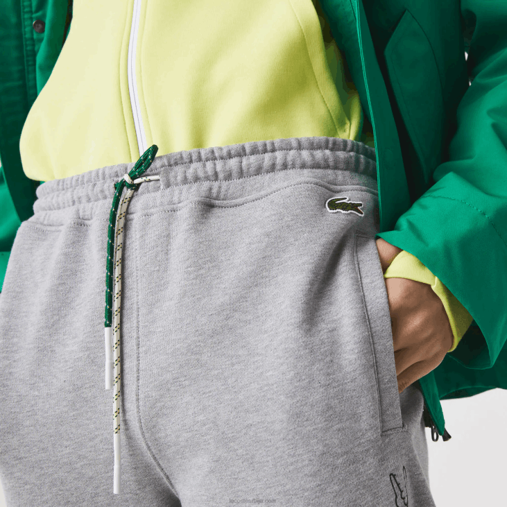мушкарци памучне памучне панталоне за трчање са потписом и крокодилским принтом 86881065 сиви кине 4јв Lacoste