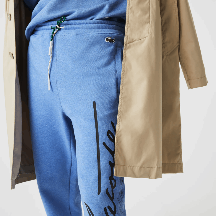 мушкарци памучне памучне панталоне за трчање са потписом и крокодилским принтом 86881067 блуе цхине хг3 Lacoste