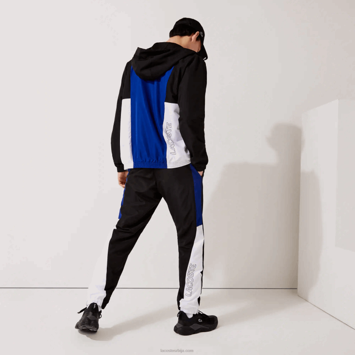 мушкарци спортске панталоне са колорблок тракама 86881129 црно плаво бело црно ару Lacoste