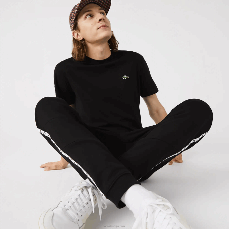 мушкарци препознатљиве пругасте панталоне за џогирање од флиса 86881147 црна 8вм Lacoste