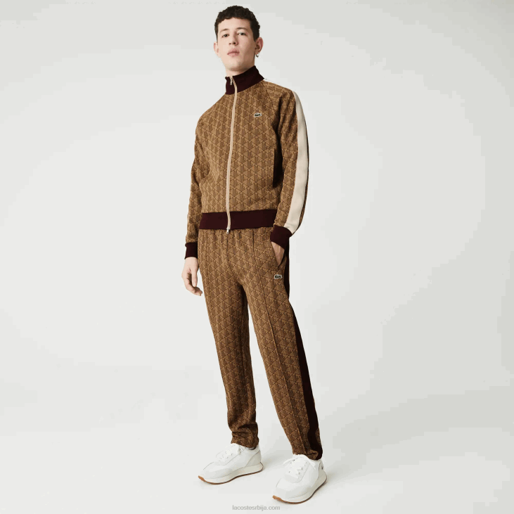 мушкарци Жакард тренерке са живим монограмом 86881186 беж бордо мкј Lacoste