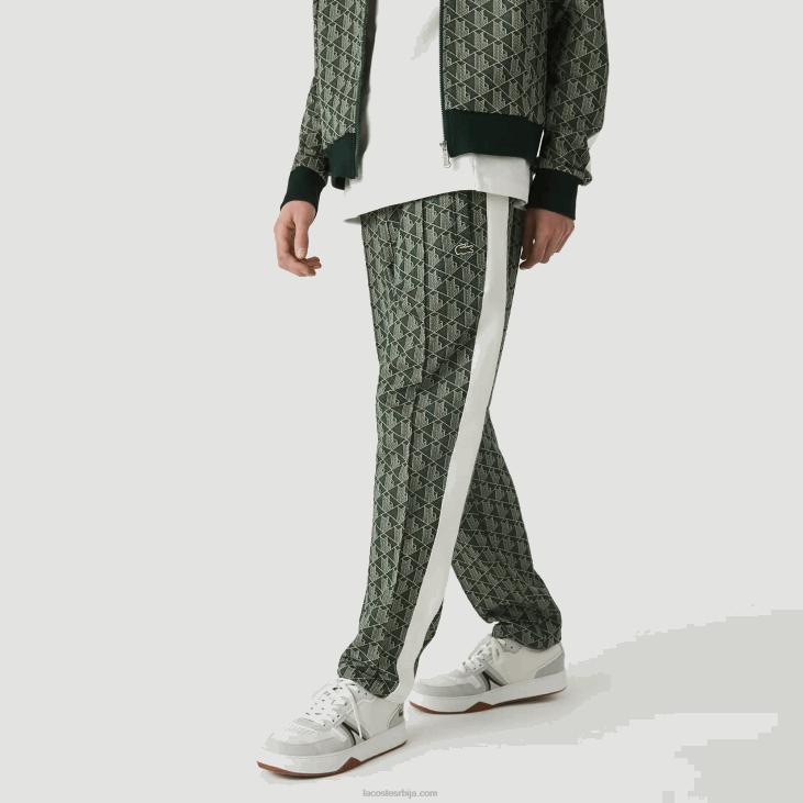 мушкарци Жакард тренерке са живим монограмом 86881187 зелена беж 7м4 Lacoste