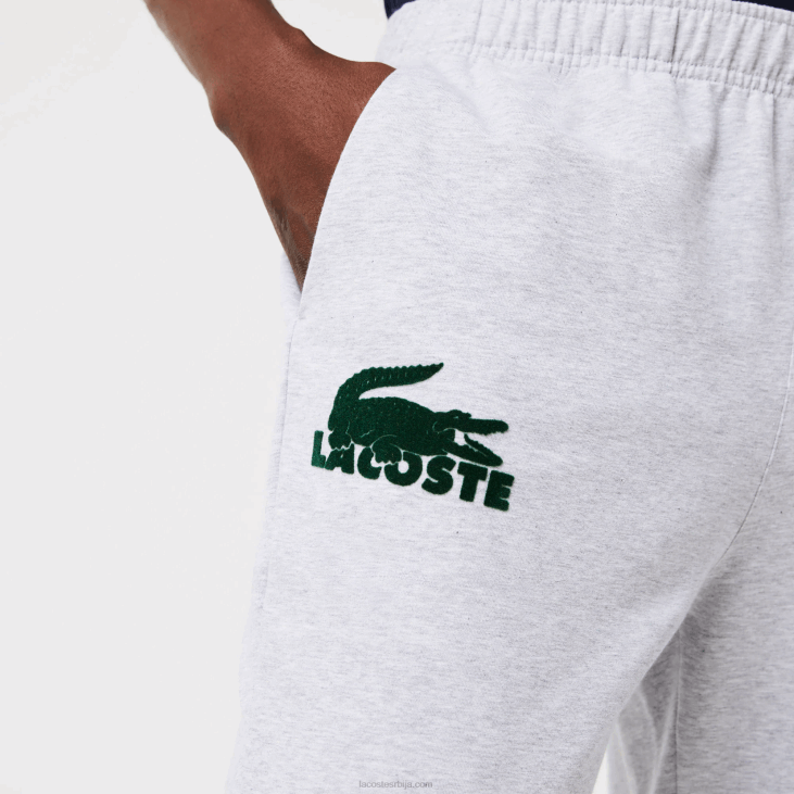мушкарци памучни флис лоунге јоггерс 86881475 сива кинела зелена и9к Lacoste