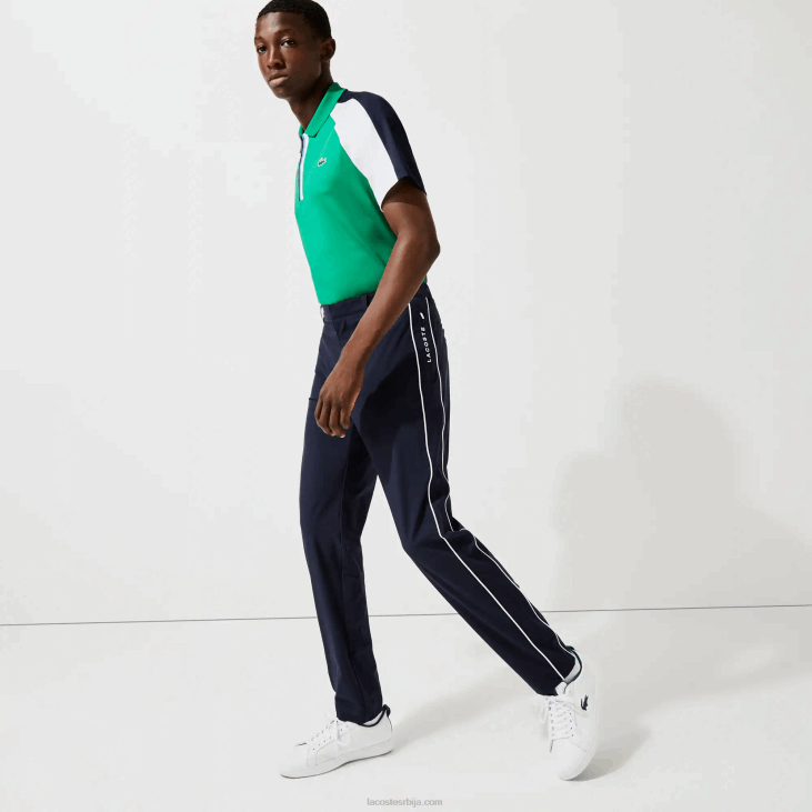 мушкарци спортске лагане растезљиве панталоне за голф 86881640 тамноплава бела 525 Lacoste