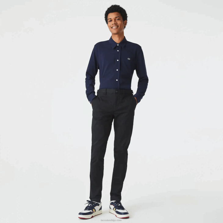 мушкарци нове класичне танке памучне памучне панталоне 8688477 црна 031 Lacoste