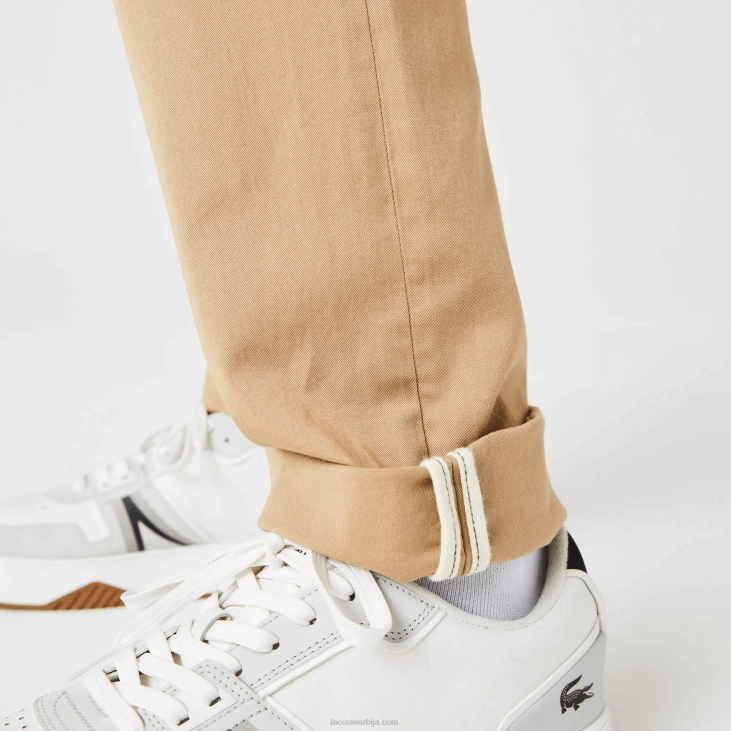 мушкарци нове класичне танке памучне памучне панталоне 8688479 беж 02с Lacoste