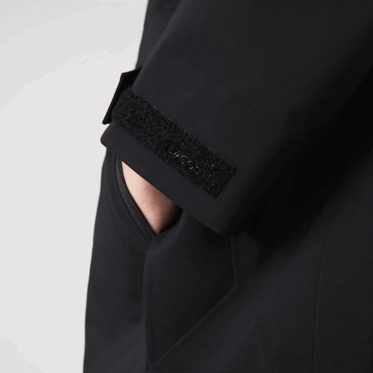 мушкарци одвојива капуљача водоотпорна парка до колена 86881273 црна 031 Lacoste