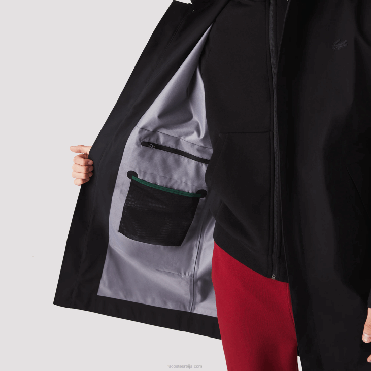 мушкарци одвојива капуљача водоотпорна парка до колена 86881273 црна 031 Lacoste