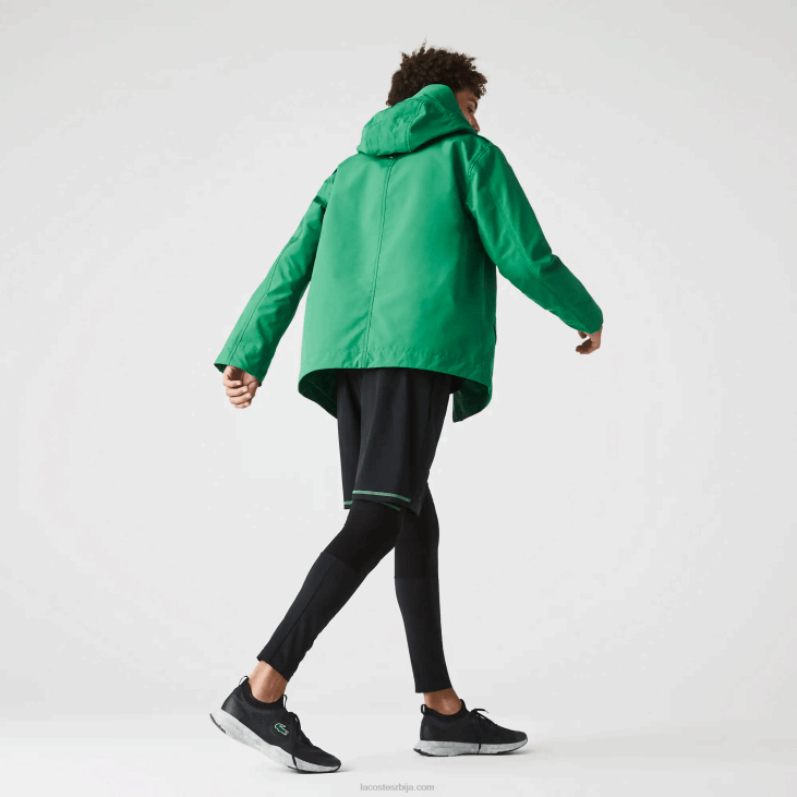 мушкарци кратка парка са капуљачом од водоотпорне мешавине памука 86881313 зелени лдм Lacoste