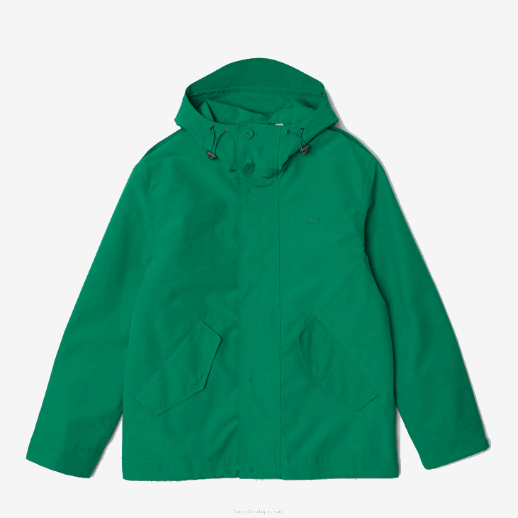 мушкарци кратка парка са капуљачом од водоотпорне мешавине памука 86881313 зелени лдм Lacoste