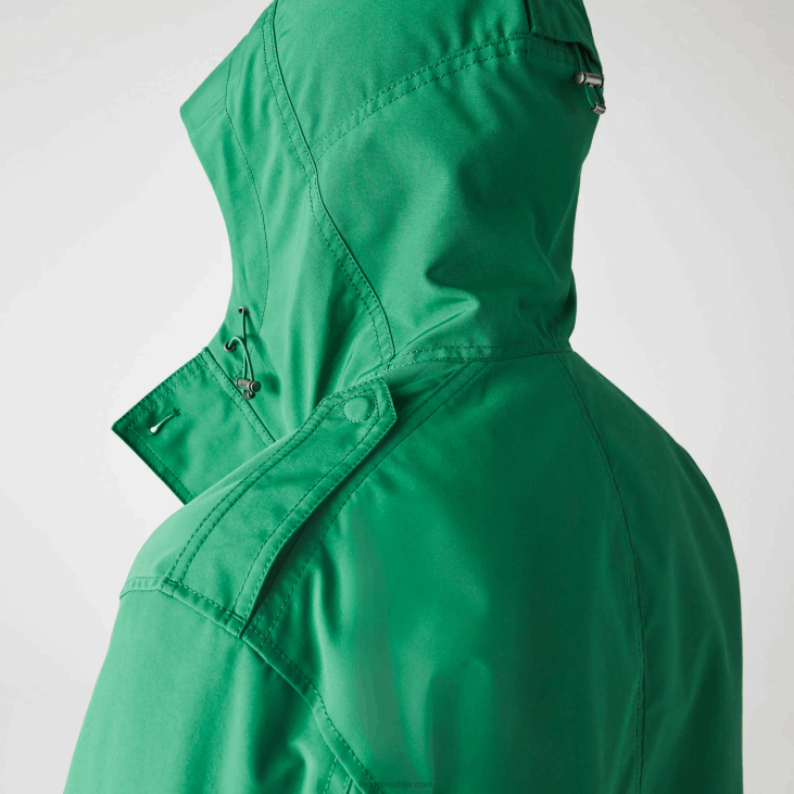 мушкарци кратка парка са капуљачом од водоотпорне мешавине памука 86881313 зелени лдм Lacoste