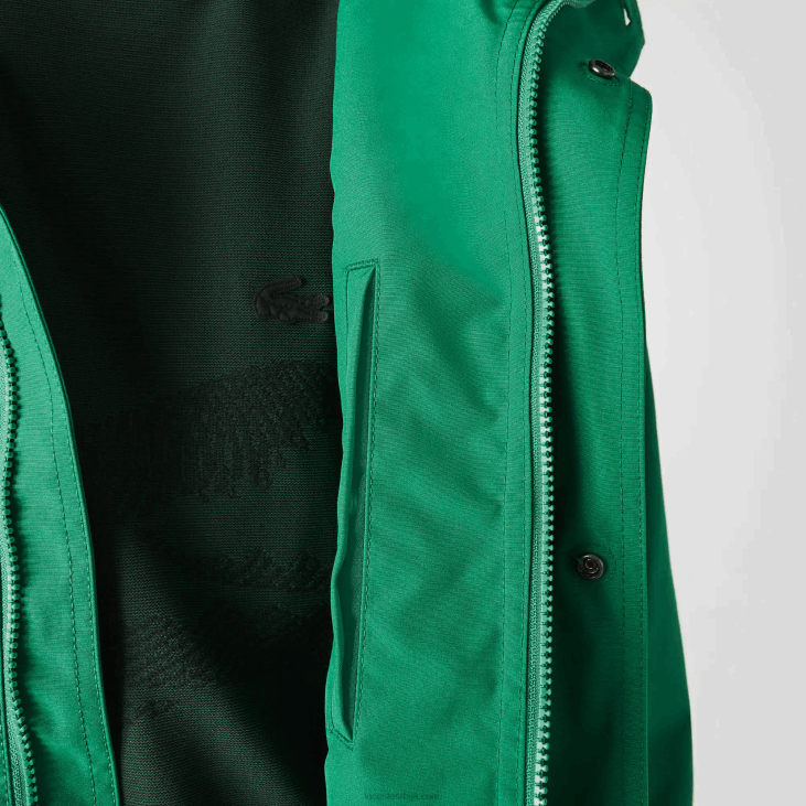 мушкарци кратка парка са капуљачом од водоотпорне мешавине памука 86881313 зелени лдм Lacoste