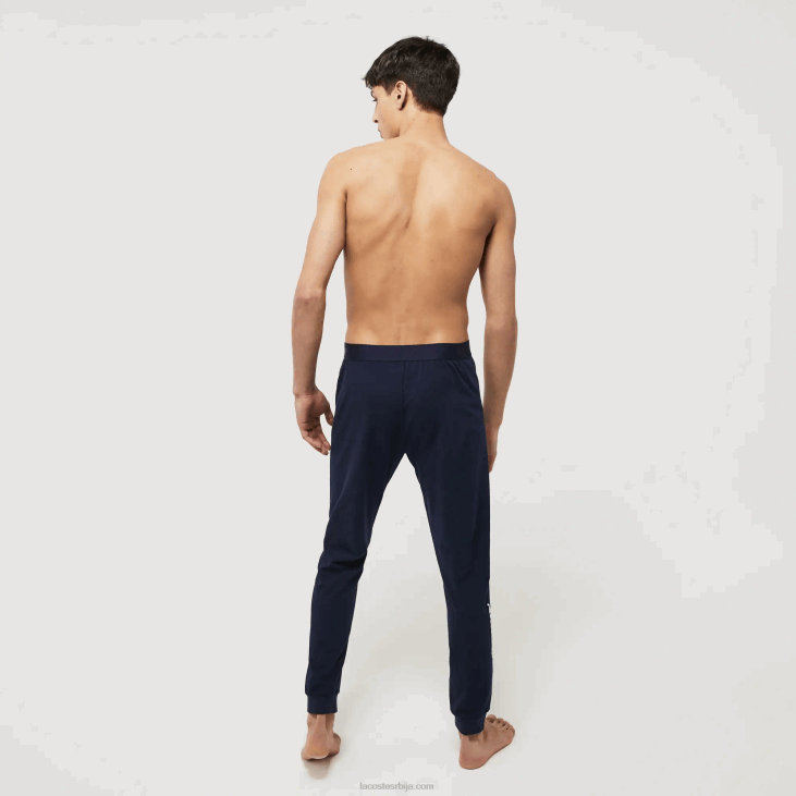 мушкарци памучне пиџама панталоне са крокодилским принтом 86881456 тамноплава бела 525 Lacoste