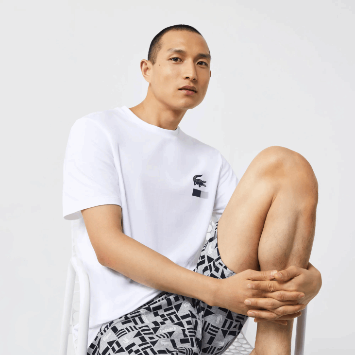 мушкарци пиџама са графичким принтом 86881511 бела тамноплава сива кинеска 40с Lacoste