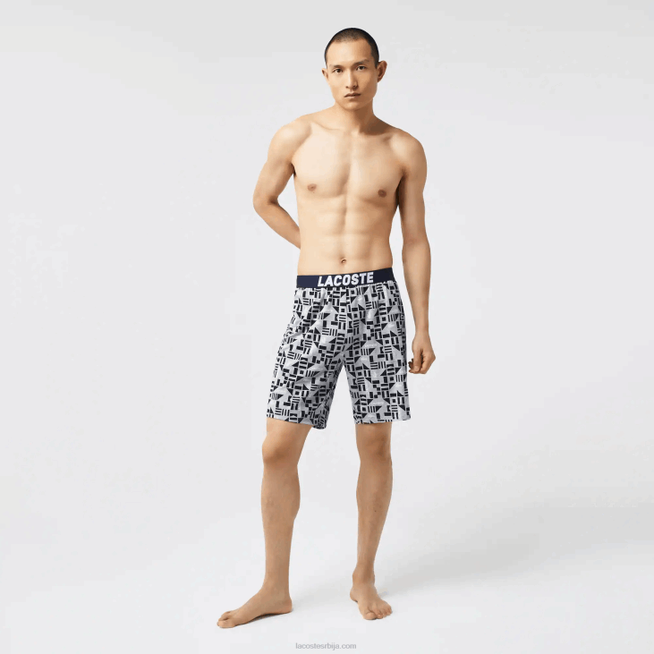 мушкарци пиџама са графичким принтом 86881511 бела тамноплава сива кинеска 40с Lacoste