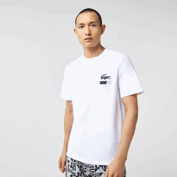 мушкарци пиџама са графичким принтом 86881511 бела тамноплава сива кинеска 40с Lacoste