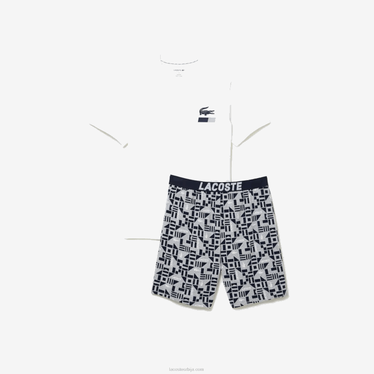 мушкарци пиџама са графичким принтом 86881511 бела тамноплава сива кинеска 40с Lacoste