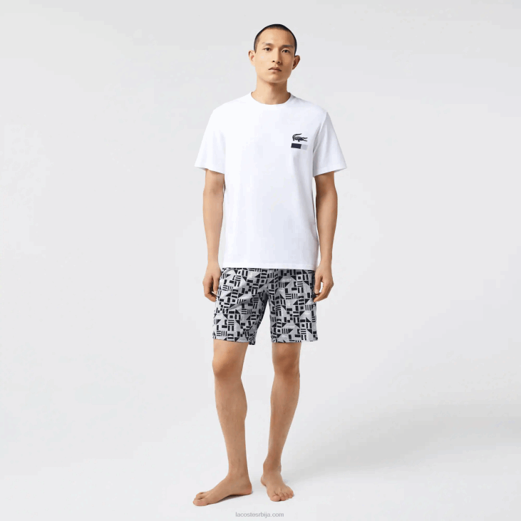 мушкарци пиџама са графичким принтом 86881511 бела тамноплава сива кинеска 40с Lacoste