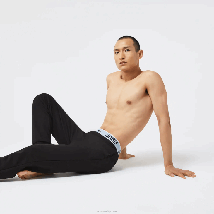 мушкарци пиџама панталоне са брендираним крокодилским принтом у струку 86881523 црна 031 Lacoste