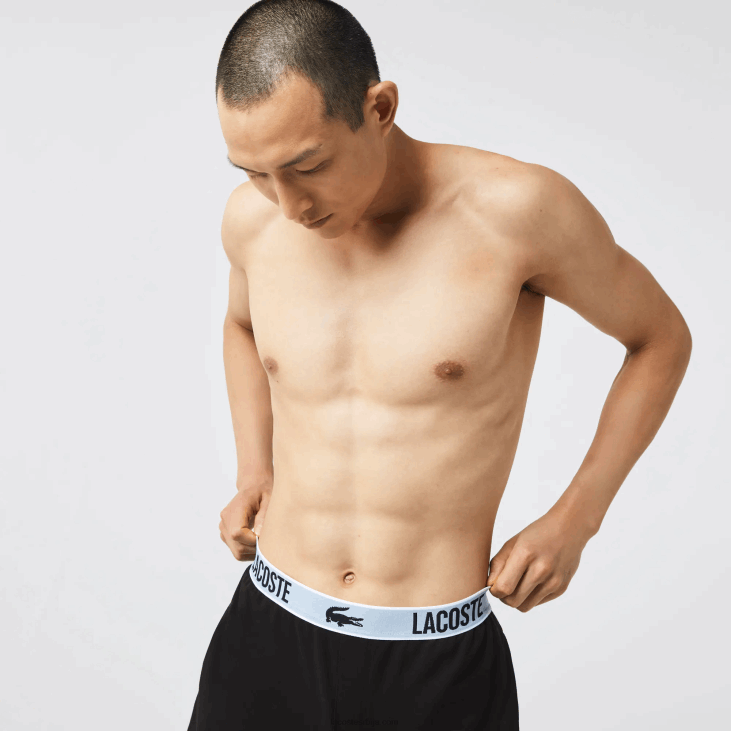 мушкарци пиџама панталоне са брендираним крокодилским принтом у струку 86881523 црна 031 Lacoste