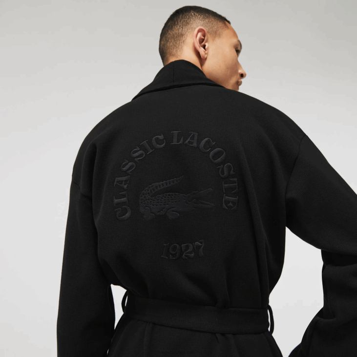 мушкарци лабави дуги памучни плетени баде мантил 86881525 црна 031 Lacoste