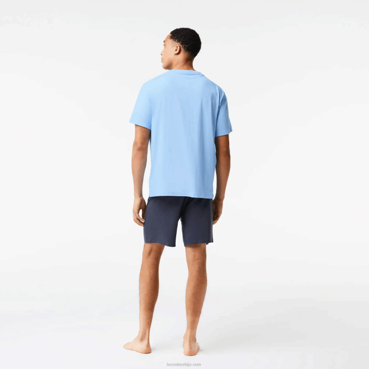 мушкарци сомот лого кратка пиџама сет 86881622 плава каки зелена тамно сива 8з0 Lacoste