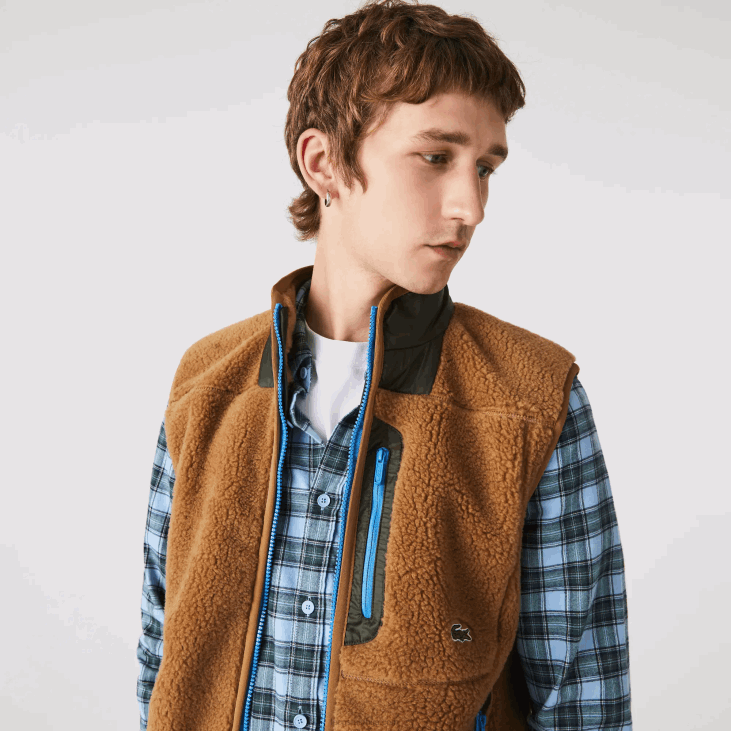 мушкарци прслук од шерпског флиса 86881262 браон каки зелена 89ф Lacoste