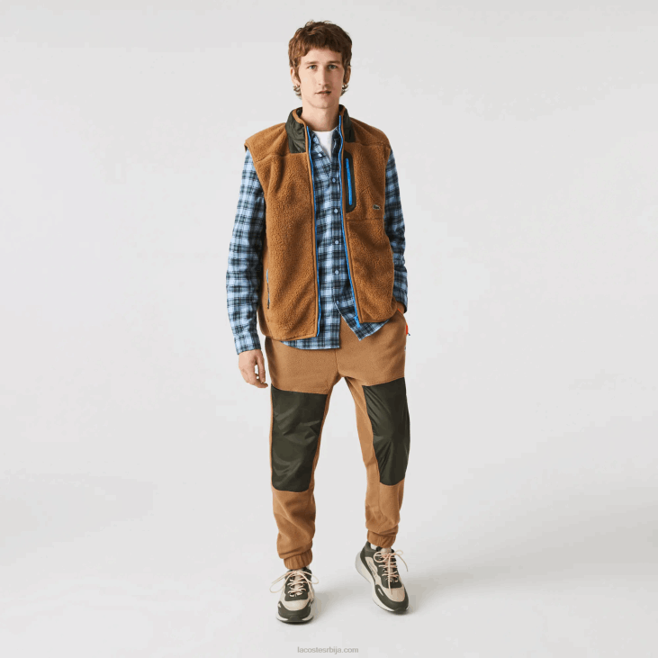 мушкарци прслук од шерпског флиса 86881262 браон каки зелена 89ф Lacoste