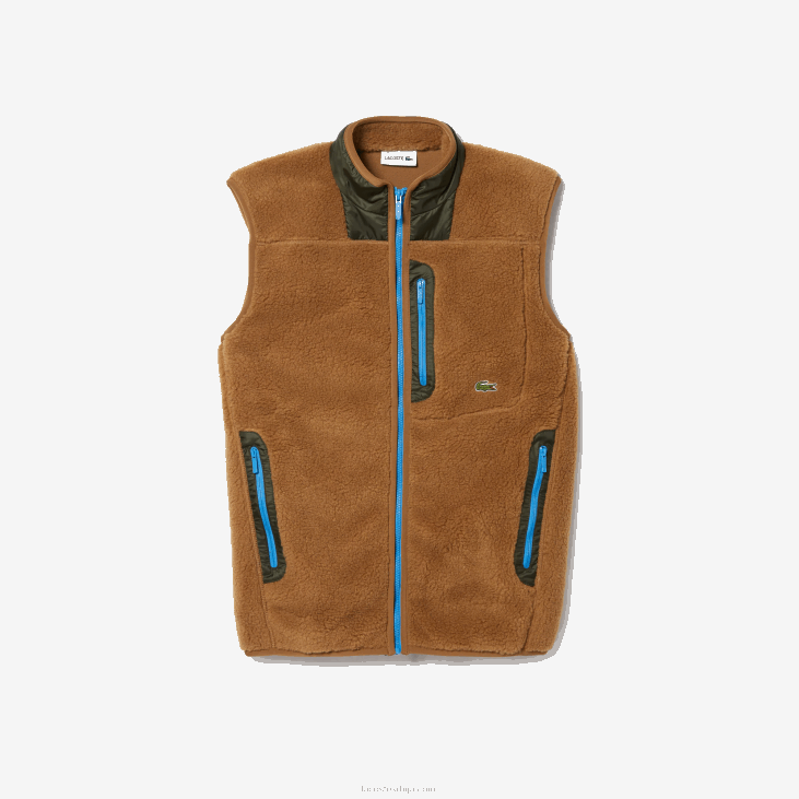 мушкарци прслук од шерпског флиса 86881262 браон каки зелена 89ф Lacoste