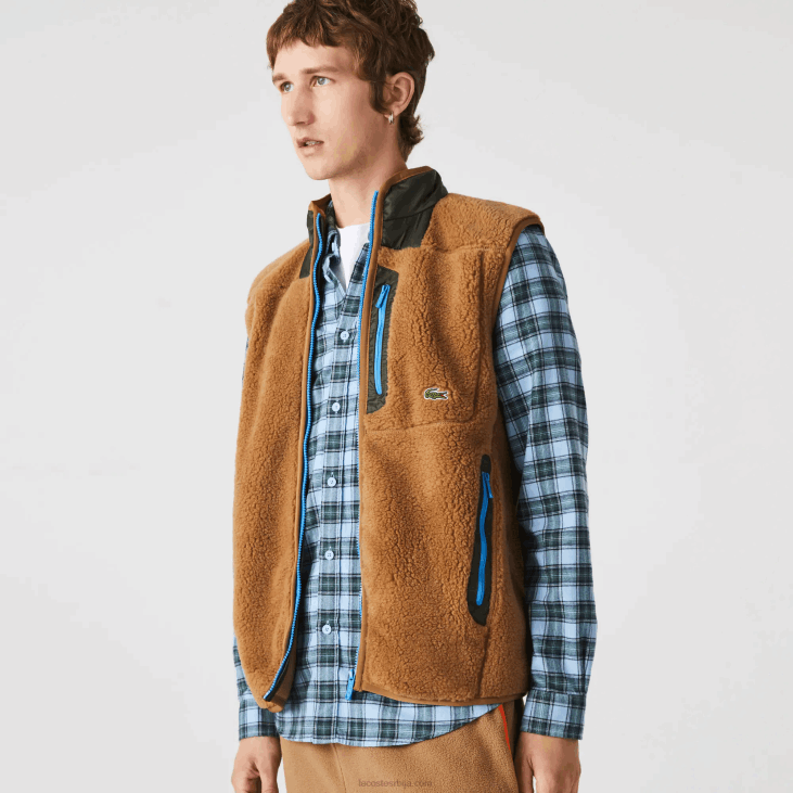 мушкарци прслук од шерпског флиса 86881262 браон каки зелена 89ф Lacoste