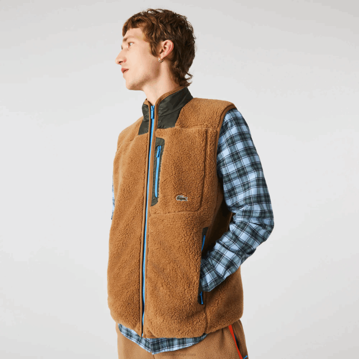 мушкарци прслук од шерпског флиса 86881262 браон каки зелена 89ф Lacoste