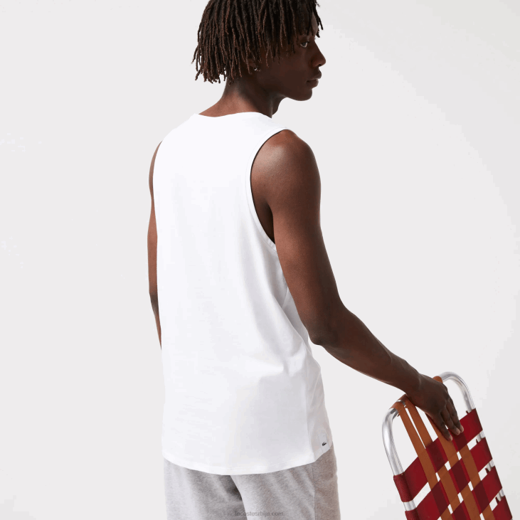 мушкарци памучна мајица без рукава 3 ком 86881360 бела 001 Lacoste