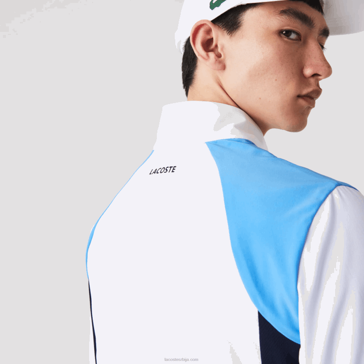 мушкарци спортска колор-блок тениска тренерка 8688996 бела љубичаста тамноплава и03 Lacoste