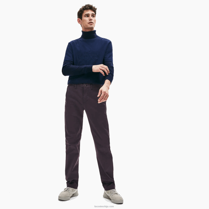 мушкарци растезљиве памучне цхино панталоне 86881656 тамноплава 166 Lacoste