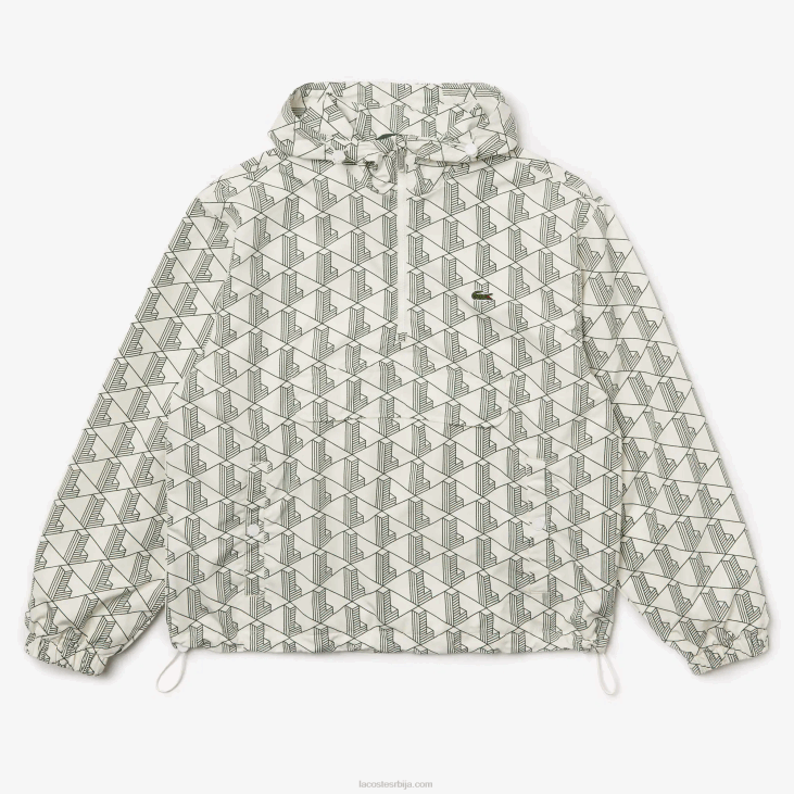 мушкарци ветровка пуловера са живом монограмом 86881291 бело зелено пт2 Lacoste