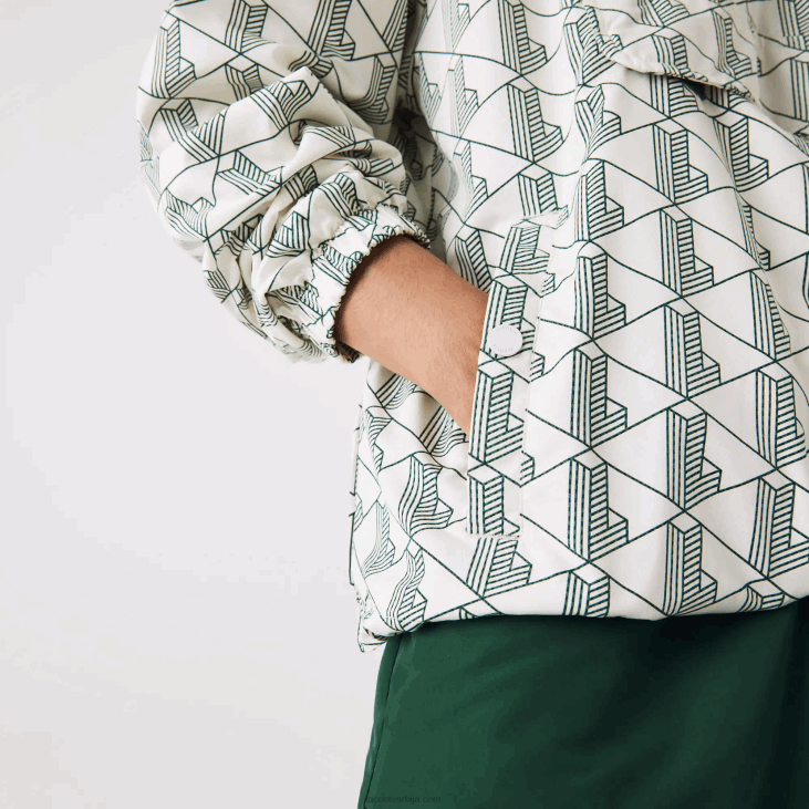 мушкарци ветровка пуловера са живом монограмом 86881291 бело зелено пт2 Lacoste