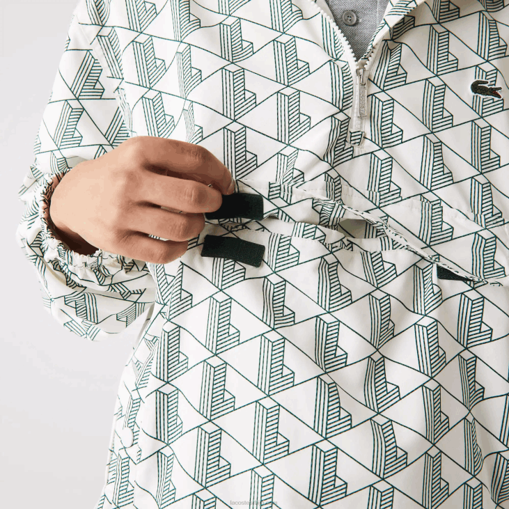 мушкарци ветровка пуловера са живом монограмом 86881291 бело зелено пт2 Lacoste