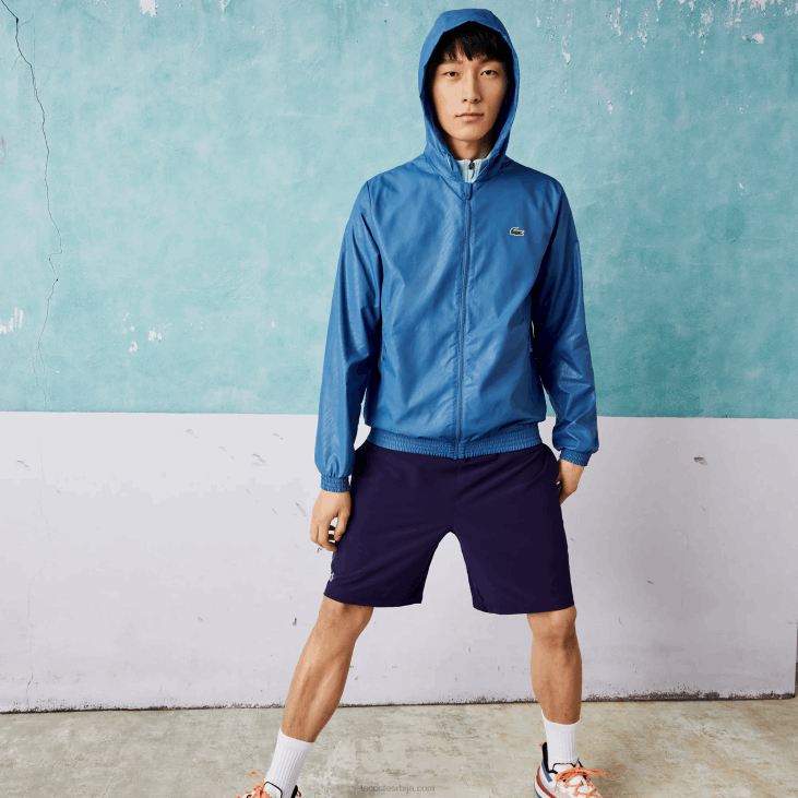 мушкарци спорт новак ђоковић водоодбојна ветровка 86881298 плаво бела к6т Lacoste