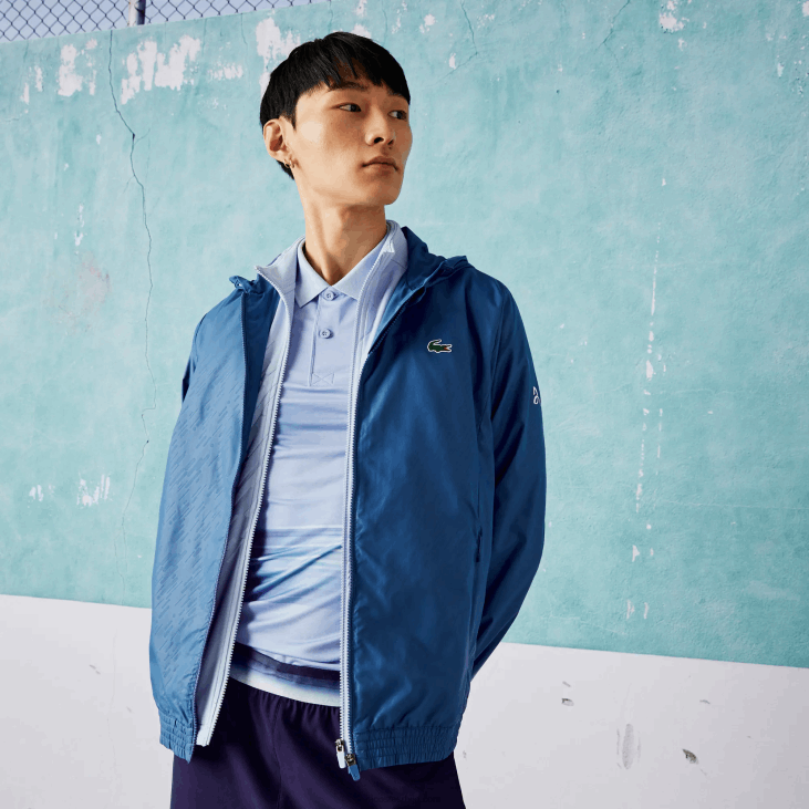мушкарци спорт новак ђоковић водоодбојна ветровка 86881298 плаво бела к6т Lacoste