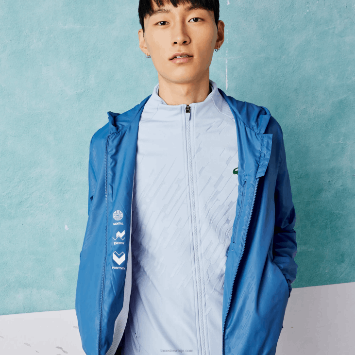 мушкарци спорт новак ђоковић водоодбојна ветровка 86881298 плаво бела к6т Lacoste