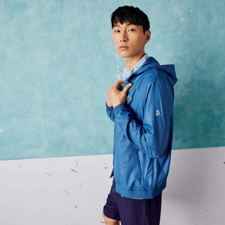 мушкарци спорт новак ђоковић водоодбојна ветровка 86881298 плаво бела к6т Lacoste