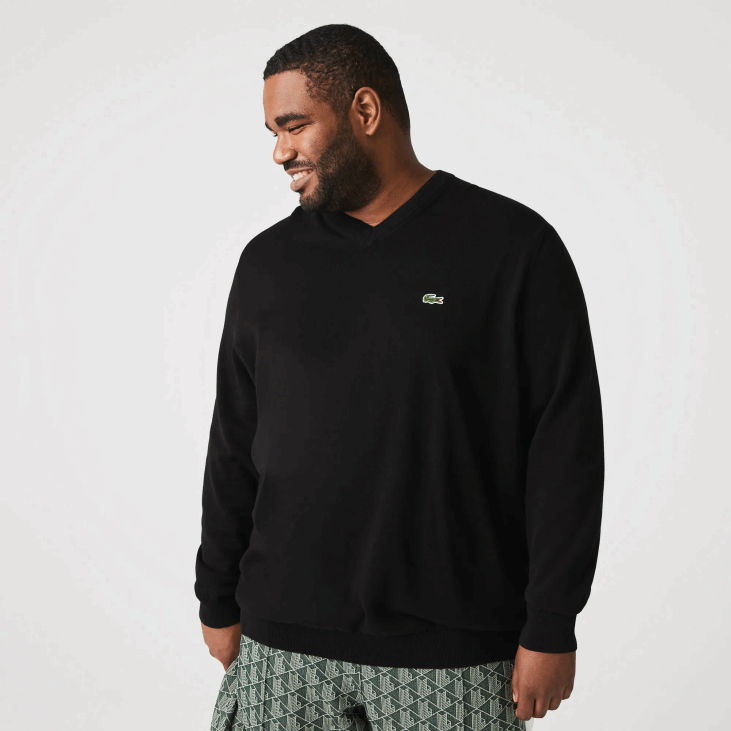 мушкарци џемпер од органског памука са в-изрезом 86881323 црна 031 Lacoste