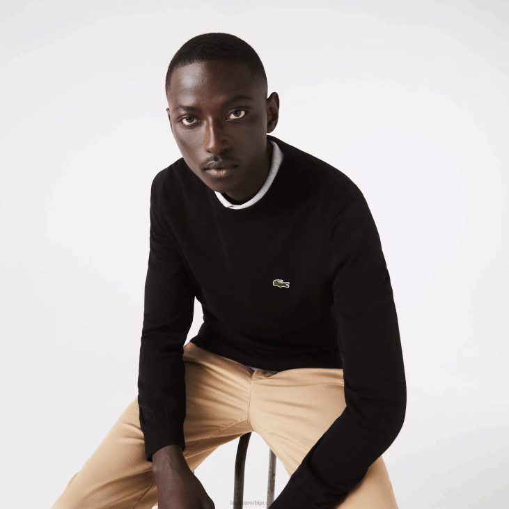 мушкарци џемпер са округлим изрезом од органског памука 86881450 црна 031 Lacoste